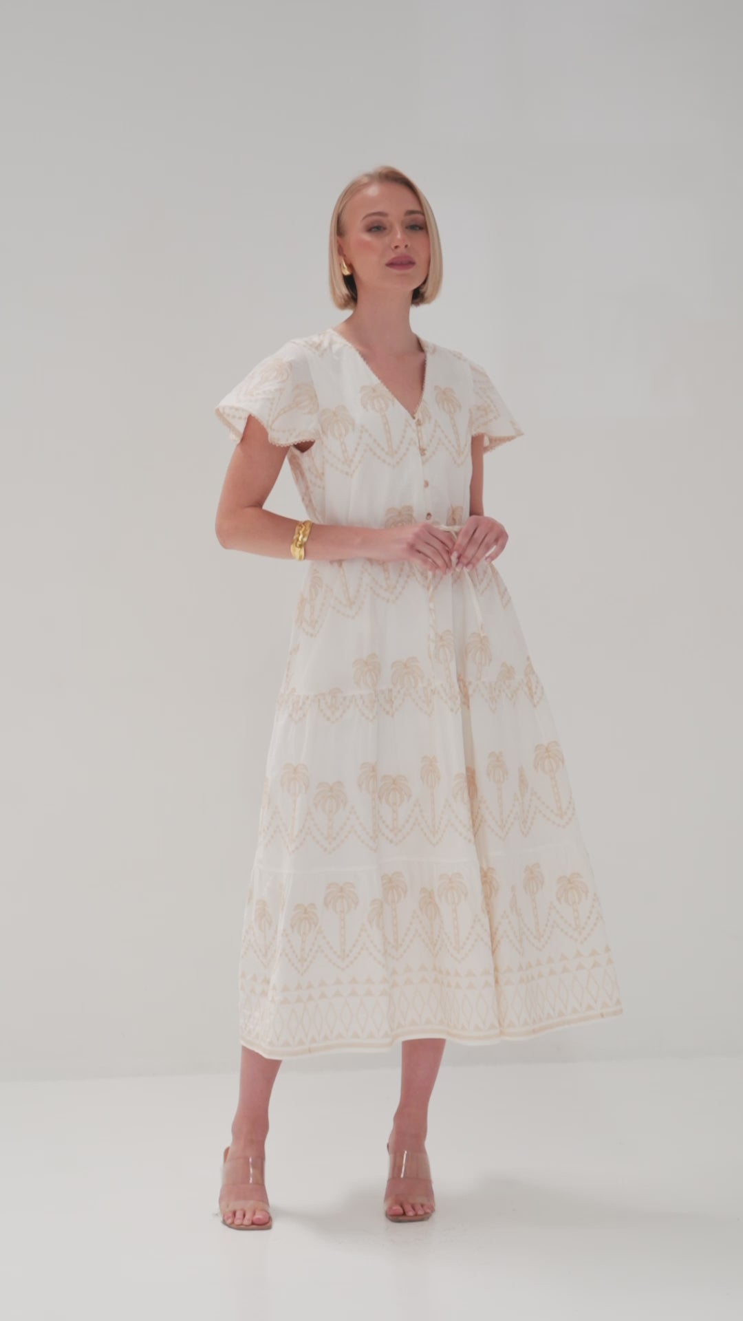 TW4672A Palm Haven Maxi Dress Cream/Beige