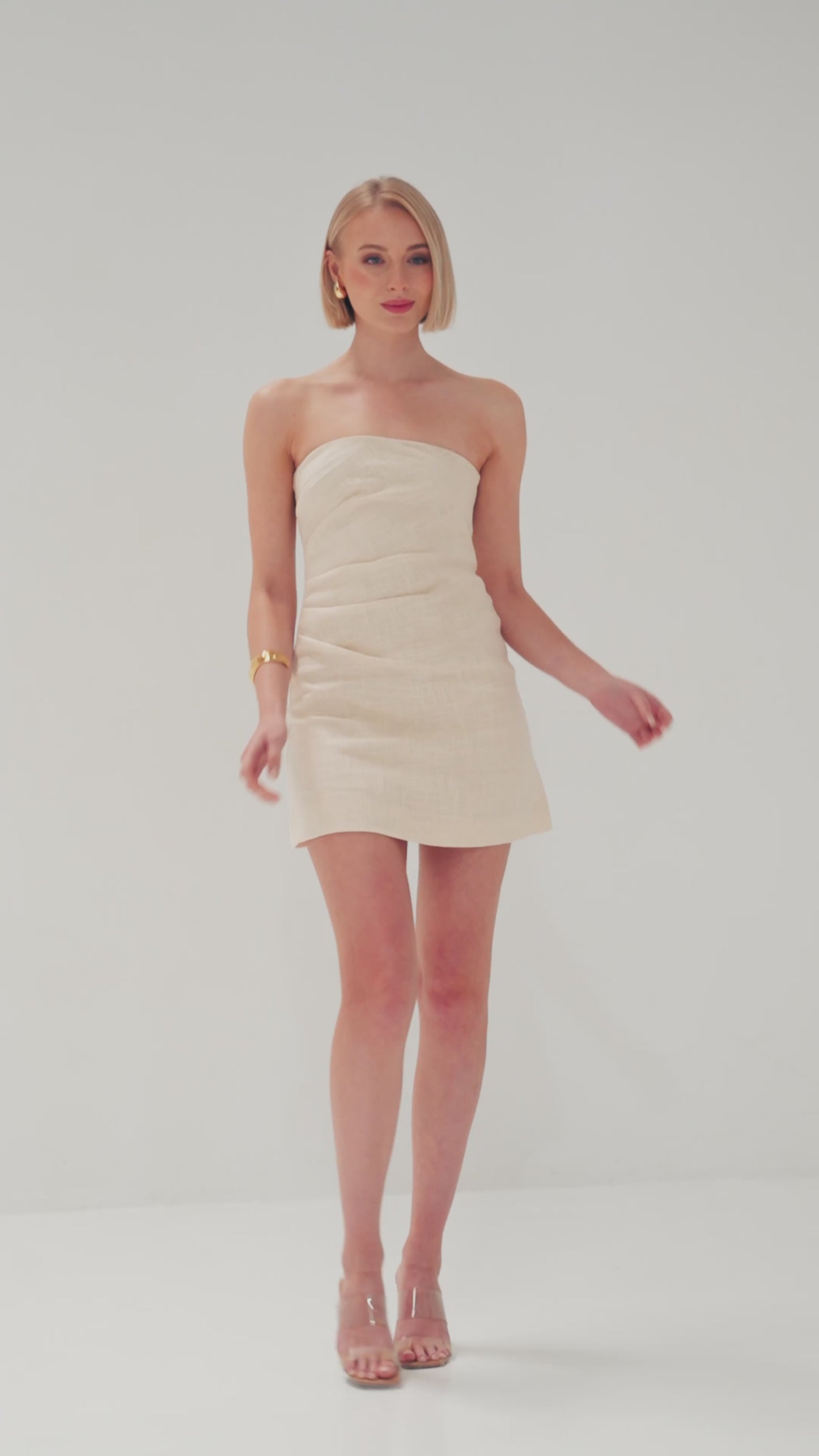 TW4825 Neutral Edit Strapless Mini Dress Cream